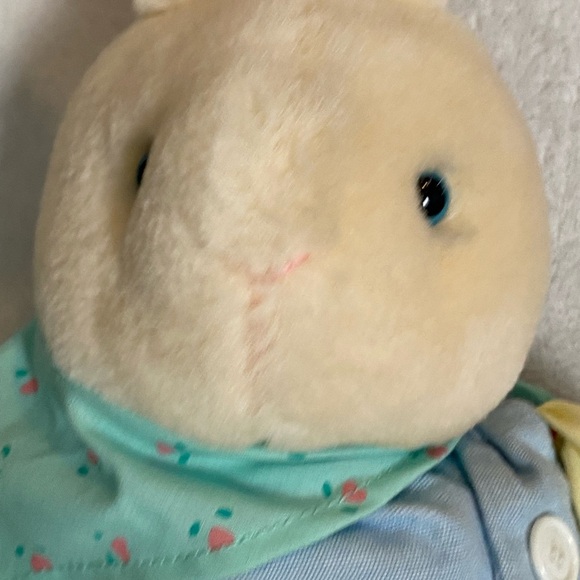 VTG Eden Bunny Rabbit Easter Plush Blue Romper Overalls Stuffed Toy 15” - Picture 9 of 13